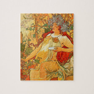 Vintager Herbst von Alphonse Mucha Puzzle