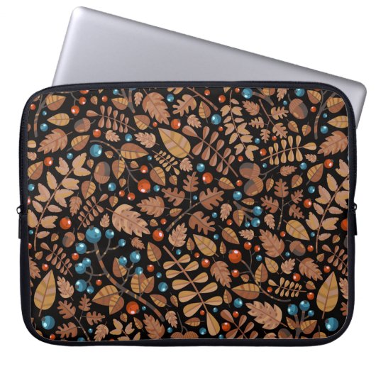 Vintager Herbst, Wintermuster mit Pflanze. Laptopschutzhülle (Vorderseite)