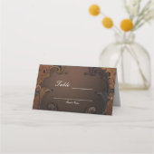 Vintager Herbstfall Gold-Ziertisch-Blätter Platzkarte (Rückseite)