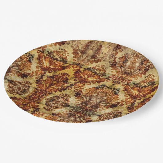 Vintager Herbstfeuer Pappteller (Schrägansicht)