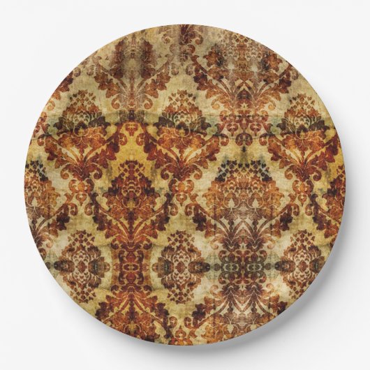 Vintager Herbstfeuer Pappteller (Vorderseite)