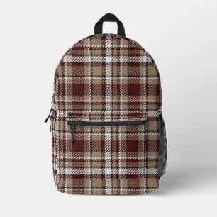 Vintager Herbstsand und Burgund Kariert Bedruckter Rucksack