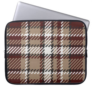 Vintager Herbstsand und Burgund Kariert Laptopschutzhülle