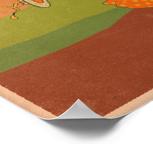 Vintager Herbstwinde mit Regenschirm Poster (Ecke)