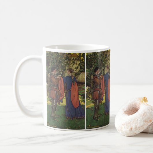 Vintager Heroprinz Ritter die Rüstungsprinzessin Kaffeetasse (Mit Donut)