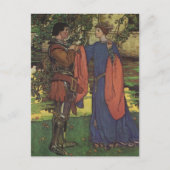 Vintager Heroprinz Ritter die Rüstungsprinzessin Postkarte (Vorderseite)