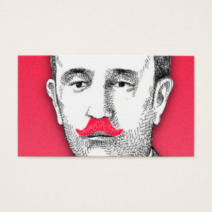 Vintager Herr mit dem lustigen rosa Schnurrbart