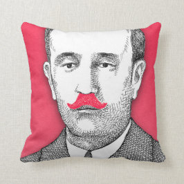 Vintager Herr mit dem lustigen rosa Schnurrbart Kissen