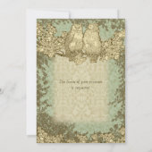 Vintager Herr und Frau Owl Damask Hochzeitseinladu Einladung (Rückseite)