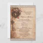 Vintager Herz-Verschluss und neutrale Einladung (Rückseite)