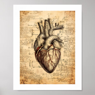 Vintager Herzdruck, Werteplakat (Matte) Poster