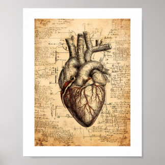 Vintager Herzdruck, Werteplakat (Matte) Poster