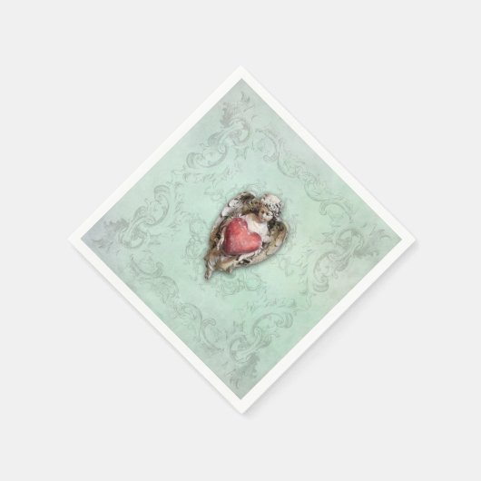 Vintager Herzkrebs Serviette (Ecke)