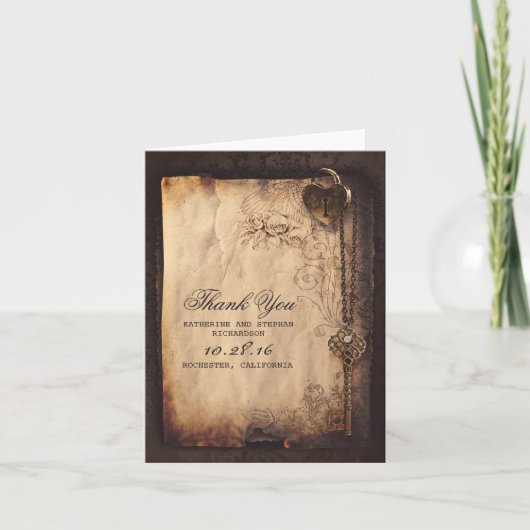 VINTAGER HERZLOCK KEY WEDD, DANK IHRER KARTEN (Vorderseite)