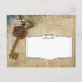 Vintager Herzschlüssel Burlap Save the Date Postka Ankündigungspostkarte (Rückseite)