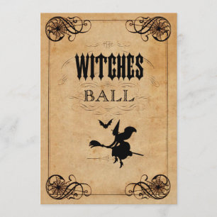 Vintager Hexe-Ball-versah 19. Einladung