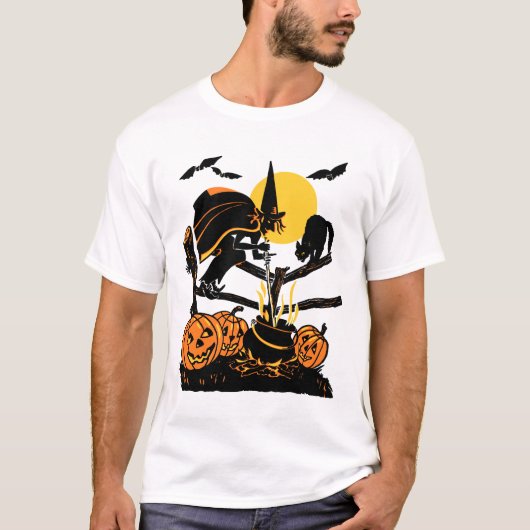 Vintager Hexe-Halloween-T - Shirt (Vorderseite)