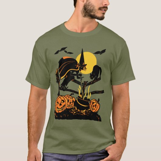 Vintager Hexe-Halloween-T - Shirt (Vorderseite)