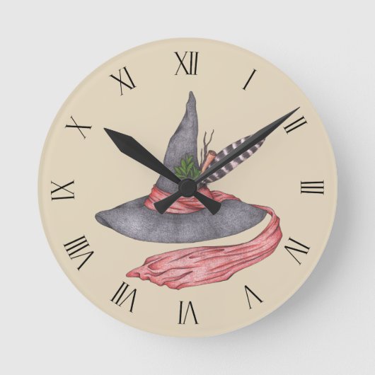 Vintager Hexenhut Runde Wanduhr (Vorderseite)