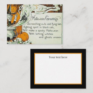 Vintager Hexentext zu Halloween Mitteilungskarte