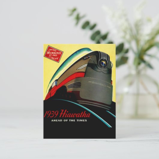 Vintager Hiawatha Streamlining-Zug Postkarte (Stehend Vorderseite)