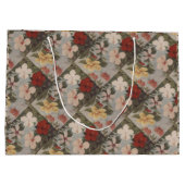 Vintager Hibiskus Blume Rosa Blütenrot Gelb Große Geschenktüte (Rückseite)