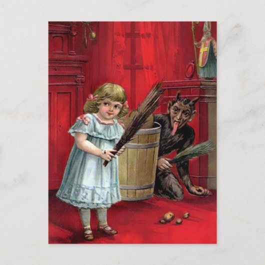 Vintager Hiding Krampus Postkarte (Vorderseite)