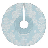 Vintager Himmel-Blau-eleganter Blumendamast Polyester Weihnachtsbaumdecke (Vorderseite)