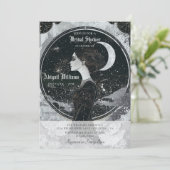 Vintager Himmelsmond Sterne Mystisches Brautparty Einladung (Stehend Vorderseite)