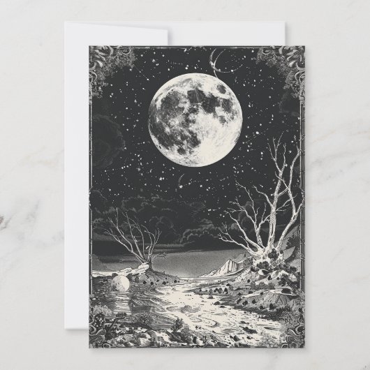 Vintager Himmelsmond Sterne Mystisches Brautparty Einladung (Rückseite)