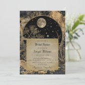 Vintager Himmelsmond Sterne Mystisches Brautparty Einladung (Stehend Vorderseite)