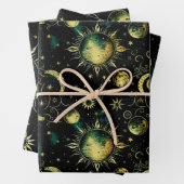 Vintager Himmelsmond und Star Geschenkpapier Set (Beispiel)