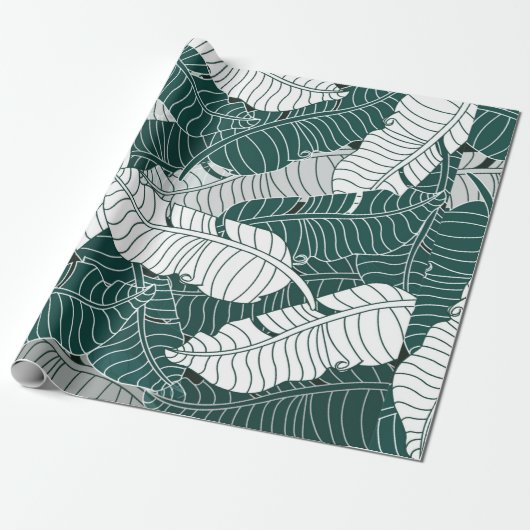 Vintager Hintergrund Blätter Musterdesign Geschenkpapier (Ungerollt)