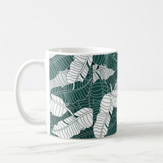 Vintager Hintergrund Blätter Musterdesign Kaffeetasse (Links)