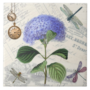 Vintager Hintergrund Blue Hydrangea Blume Fliese