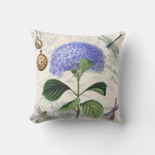 Vintager Hintergrund Blue Hydrangea Blume Kissen