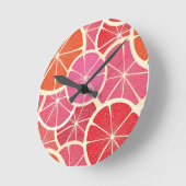 Vintager Hintergrund der Pampelmuse Runde Wanduhr (Winkel)