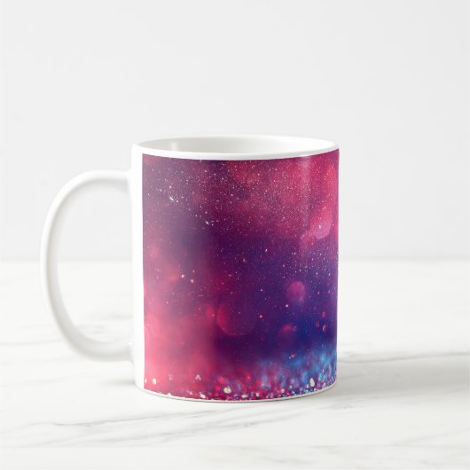 Vintager Hintergrund des roten Glitzer Kaffeetasse (Links)