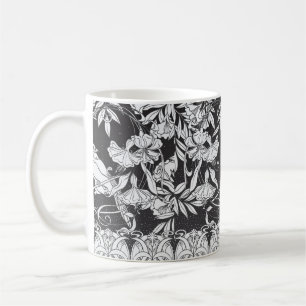 Vintager Hintergrund mit dekorativen Blume und Bir Kaffeetasse