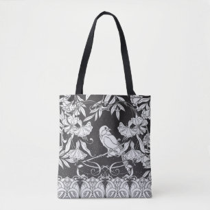 Vintager Hintergrund mit dekorativen Blume und Bir Tasche