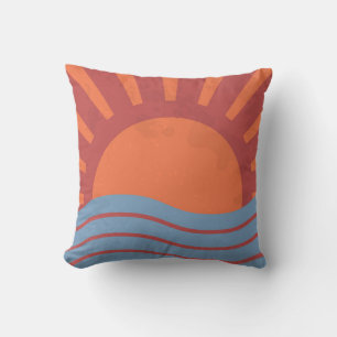 Vintager Hintergrund mit Meer und Sonne. Sommerret Kissen