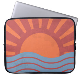 Vintager Hintergrund mit Meer und Sonne. Sommerret Laptopschutzhülle