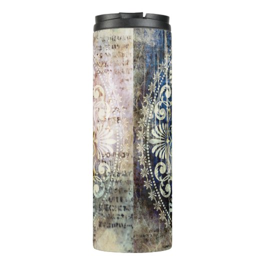 Vintager Hintergrund mit Tradit Thermosbecher (Rückseite)