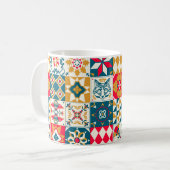 Vintager Hintergrund mit traditionell blauen Flies Kaffeetasse (Vorderseite Links)