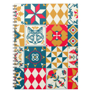Vintager Hintergrund mit traditionell blauen Flies Notizblock