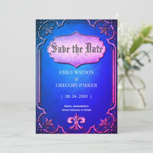 Vintager Hintergrund Save the Date (Stehend Vorderseite)