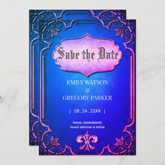 Vintager Hintergrund Save the Date (Vorne/Hinten)