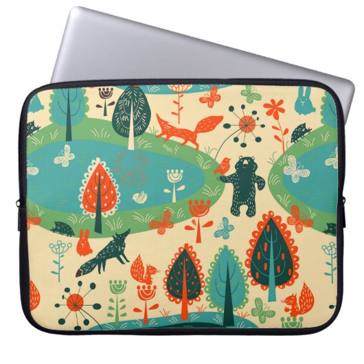Vintager Hintergrund und Bestien Laptopschutzhülle (Vorderseite)