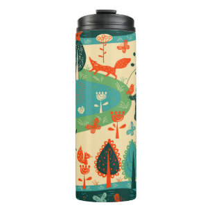 Vintager Hintergrund und Bestien Thermosbecher