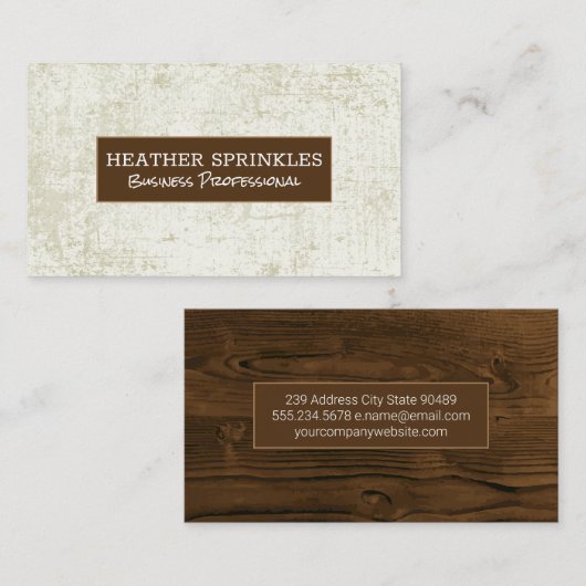 Vintager Hintergrund von Holzkörnern Visitenkarte (Vorne/Hinten)